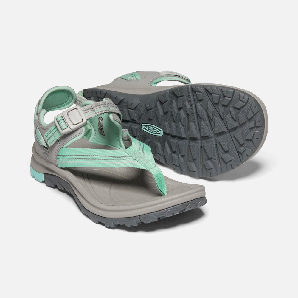 Keen Outdoor Sandalet Kadın Gri/Yeşil - Terradora Ii Toe Post - Türkiye VZRB40628